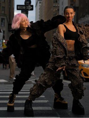 Peacebird x Nicopanda Harajuku Whimsigoth Ruffled Streetwear Fleece Jogger Pants